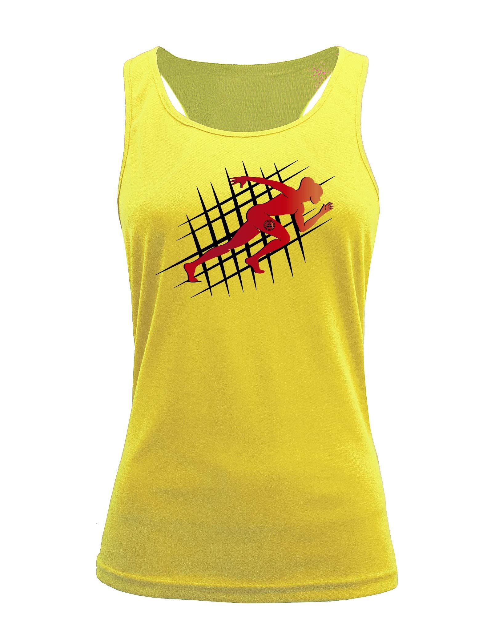 Camiseta fitness de tirantes running amarilla